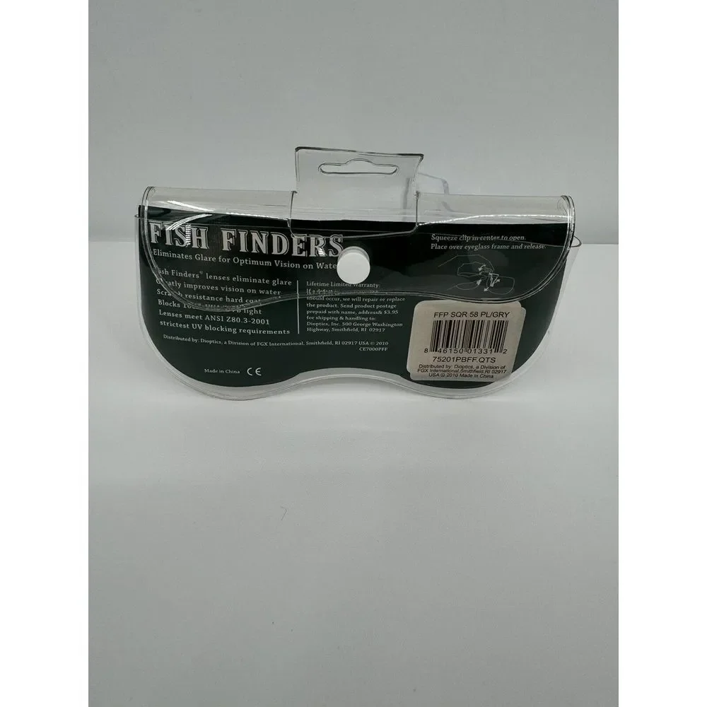 Fish Finders‎ Polarized Full Frame Sqr 58 Gray Clip On Premium Sunglasses New